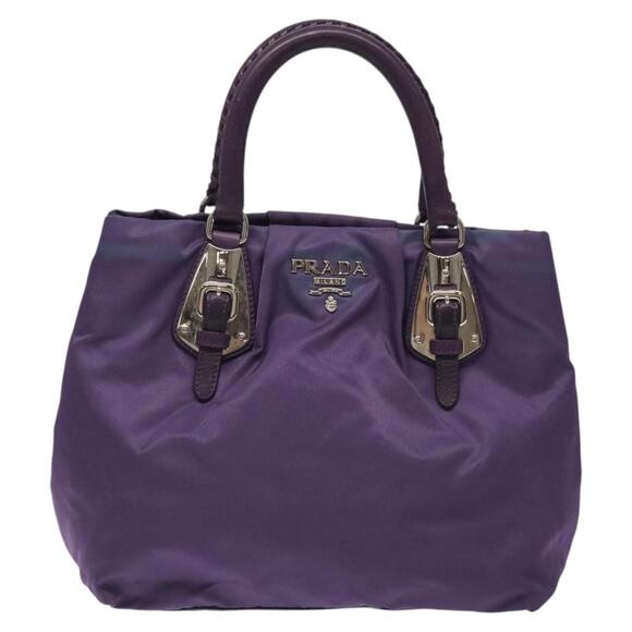 PRADA Hand Bag Nylon Purple Silver - Picture 2 of 12